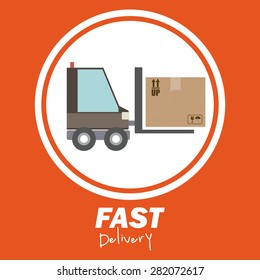 Delivery design over orange background, vector illustration