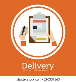Delivery design over orange background, vector illustration