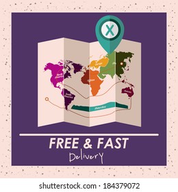 Delivery design over purple background, vector illustration