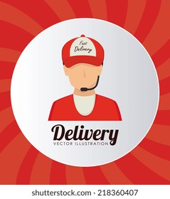 Delivery design over RED background, vector illustration