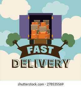Delivery design over sky background, vector illustration