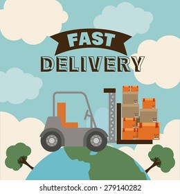 Delivery design over sky background, vector illustration