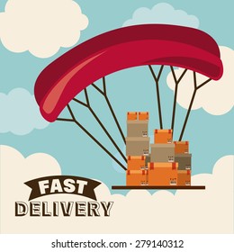 Delivery design over sky background, vector illustration