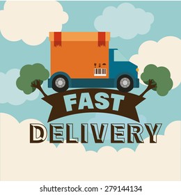 Delivery design over sky background, vector illustration