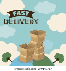 Delivery design over sky background, vector illustration