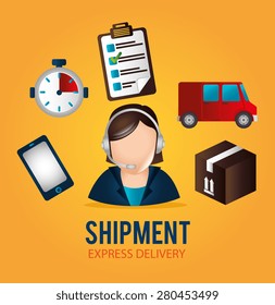 Delivery design over yellow background, vector illustration.