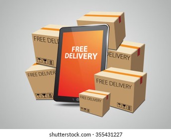 Delivery design, tablet, vector illustration