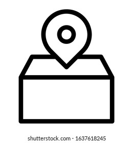 Delivery destination outline vector icon. Thin line black delivery destination icon, flat vector simple element illustration from editable delivery and logistics concept isolated on white background