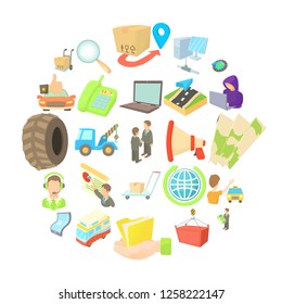 Delivery development icons set. Cartoon set of 25 delivery development vector icons for web isolated on white background