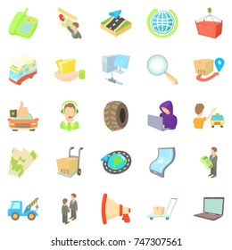 Delivery development icons set. Cartoon set of 25 delivery development vector icons for web isolated on white background