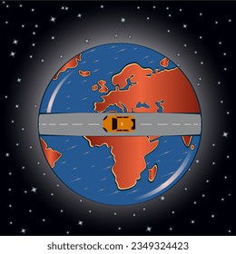 delivery to different destinations around the world planet, earth planet earth, worldwide shipping, worldwide shipping by various means of transport, blue truck, blue car, stars in the sky, cosmos, 