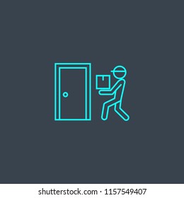 Delivery to the door concept blue line icon. Simple thin element on dark background. Delivery to the door concept outline symbol design from Delivery set. Can be used for web and mobile UI/UX