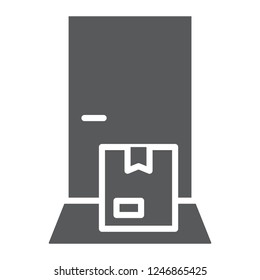 Delivery to the door glyph icon, service and shipping, package and door sign, vector graphics, a solid pattern on a white background, eps 10.