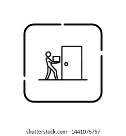 Delivery to the door, human symbol vector icon