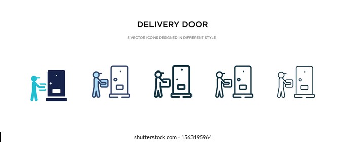 delivery door icon in different style vector illustration. two colored and black delivery door vector icons designed in filled, outline, line and stroke style can be used for web, mobile, ui