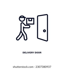 delivery door icon. Thin line delivery door icon from delivery and logistics collection. Outline vector isolated on white background. Editable delivery door symbol can be used web and mobile