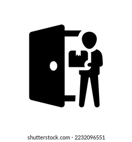 Entrega al icono de la puerta (ilustración vectorial)