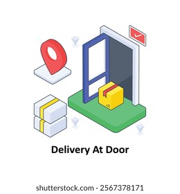 Delivery At Door isometric Colored illustration. EPS File stock illustration
