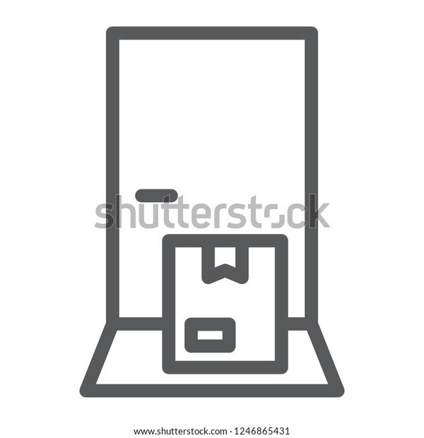 Delivery Door Line Icon Service Shipping Stock Vector Royalty