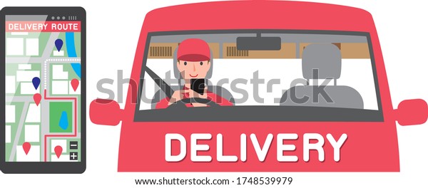 delivery. Driver\
confirming delivery\
route