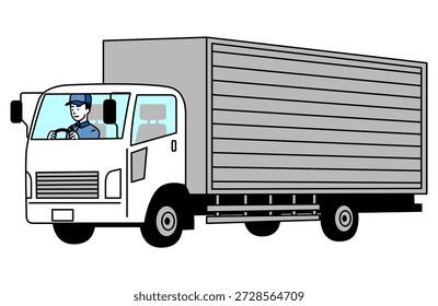 Lieferfahrer mit mittelgroßem LKW