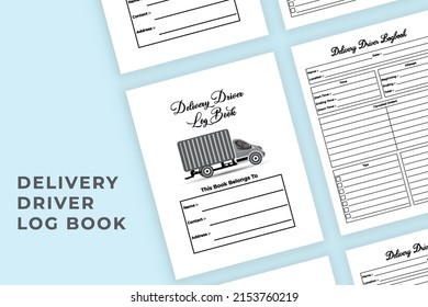 Delivery driver info tracker interior. Driver daily activities and mileage information tracker template. Interior of a notebook. Customer record checker and shopping info notebook template.