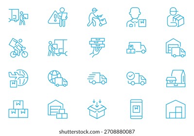 Delivery Driver line web icon set. Package delivery, shipping related line icon set Editable stroke