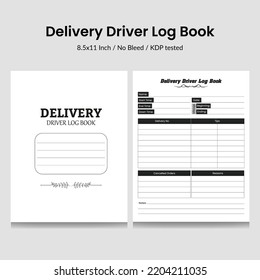 Delivery Driver Log Book KDP Interior.Interior of a Driver regular mileage tracker and order record notebook.