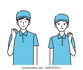 Delivery driver male and female fist pumping