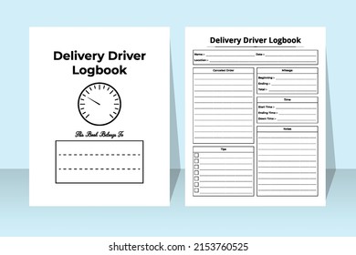 Delivery driver notebook interior. Delivery information and driver activity tracker interior. Interior of a logbook. Online shopping details and customer record checker template.