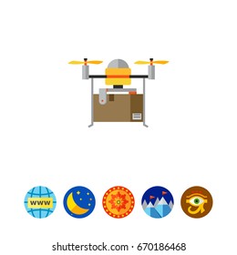Delivery Drone with Box Icon