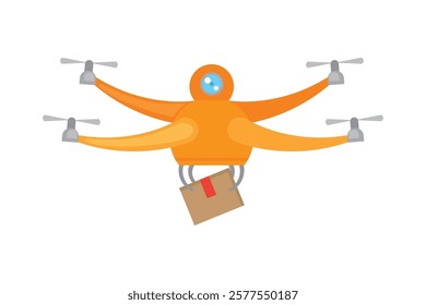 A delivery drone carrying a package with a streamlined design