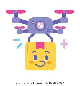 Delivery drone carrying shopping packages through the air.