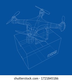Entwurf des Lieferwagenkonzepts Vektorgrafik von 3d. Wire-Frame-Stil. Die Schichten sichtbarer und unsichtbarer Linien sind getrennt