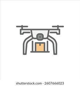 Delivery Drone filled outline icon. Delivery Drone color line illustration.
