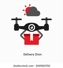 Delivery Drone or Drone Icon or Concept