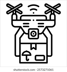 Delivery Drone Icon Element For Design