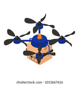 Delivery drone icon. Isometric illustration of delivery drone vector icon for web