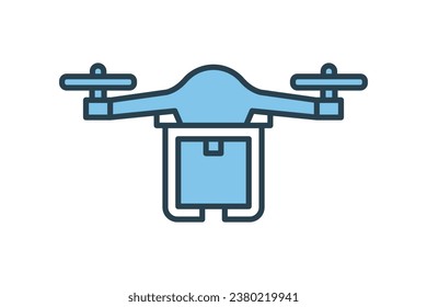 Delivery Drone Icon. Icon related to Delivery. suitable for web site, app, user interfaces, printable etc. flat line icon style. Simple vector design editable