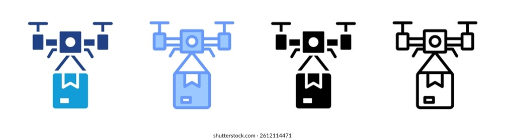 Delivery Drone icon set multiple style collection