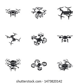 Delivery drone icon set. Simple set of 9 delivery drone vector icons for web design isolated on white background