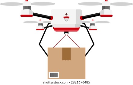 Delivery drone package quad copter logistics shipping aerial technology cardboard box courier