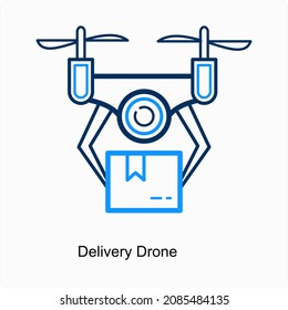 Delivery Drone Or Drone Parcel Delivery Icon Concept