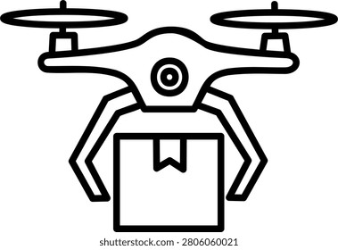 Delivery drone quad copter aircraft flying with package
