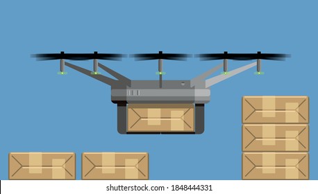 Ilustración del servicio drone de entrega, tecnología futura para el envío