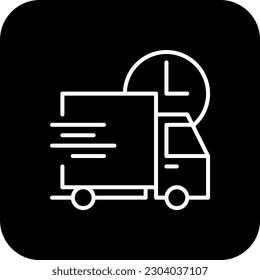 Delivery E-Commers icon with black filled line style. service, fast, shipment, speed, logistic, transportation, shipping. Vector illustration