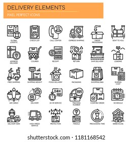 Delivery Elements , Thin Line and Pixel Perfect Icons