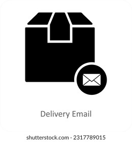 Delivery Email and package icon concept