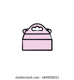 Delivery emblem. Vector illustration of packaging. Pastry box icon. Vector illustration. Packaging emblem.