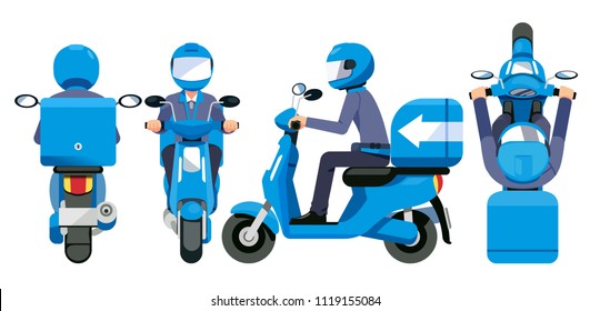 Delivery everything service concept. Motorcycle staff have a quick shipment standard view. 